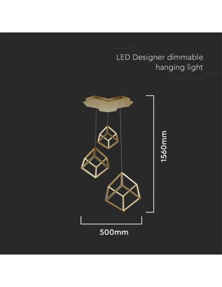 15341-Lampadario LED a Sospensione con  Cubi  Moderno e Decorativo xxcm Colore Oro-2