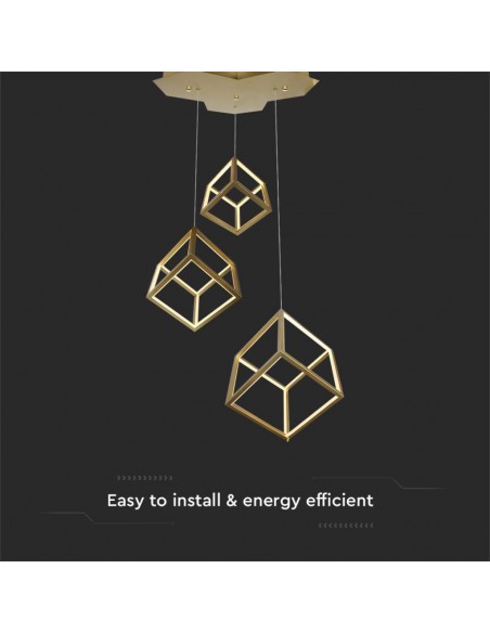 15341-Lampadario LED a Sospensione con  Cubi  Moderno e Decorativo xxcm Colore Oro-6