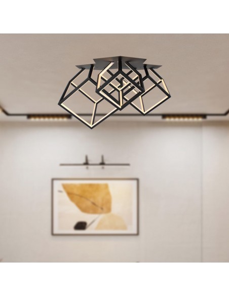 15342-Lampadario LED a  Cubi  con Montaggio a Plafone Colore Nero -4