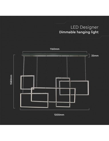 15344-Lampadario LED a Sospensione   dal Design Moderno Colore Nero Dimmerabile -2