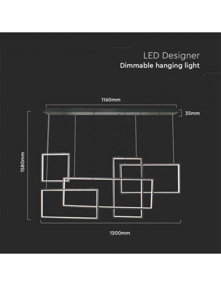 15344-Lampadario LED a Sospensione   dal Design Moderno Colore Nero Dimmerabile -2