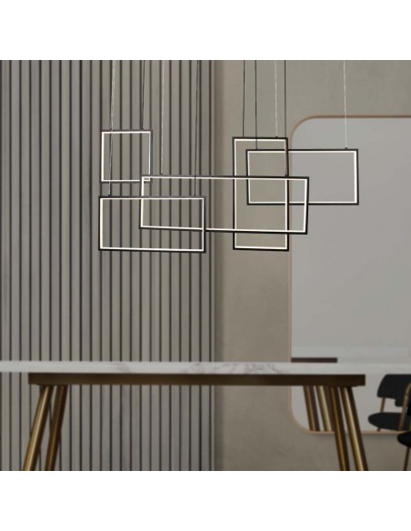 15344-Lampadario LED a Sospensione   dal Design Moderno Colore Nero Dimmerabile -4