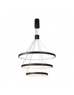 15345-Lampadario LED a Sospensione con  Cerchi  in Metallo Colore Nero Dimmerabile x -1