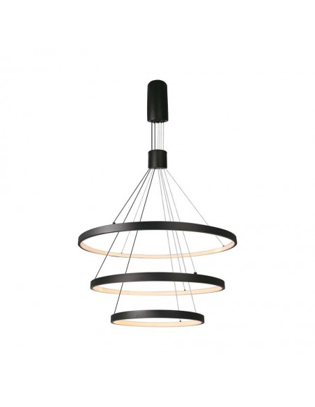 15345-Lampadario LED a Sospensione con  Cerchi  in Metallo Colore Nero Dimmerabile x -1