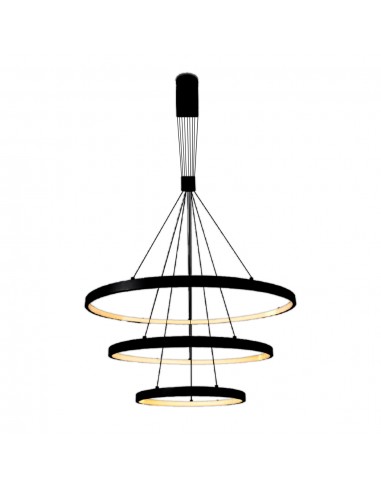 15345-Lampadario LED a Sospensione con  Cerchi  in Metallo Colore Nero Dimmerabile x -6
