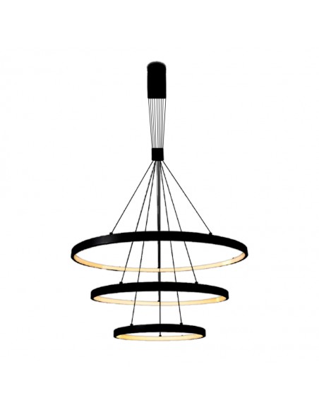 15345-Lampadario LED a Sospensione con  Cerchi  in Metallo Colore Nero Dimmerabile x -6
