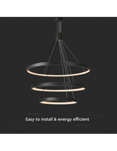 15345-Lampadario LED a Sospensione con  Cerchi  in Metallo Colore Nero Dimmerabile x -7