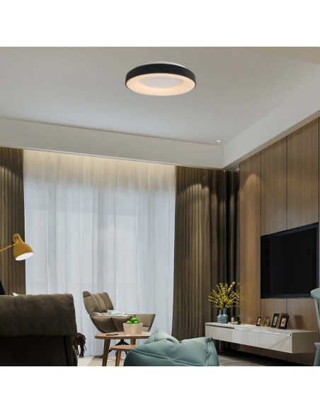 15346-Lampadario LED con Montaggio a Plafone  Dimmerabile TRIAC d mm h mm Colore Nero -4