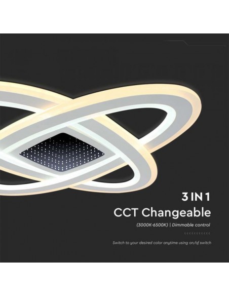 Lampadario LED con Telecomando Montaggio a Plafone 130W d: 50*50*5cm Dimmerabile CCT: 3000K+6000K