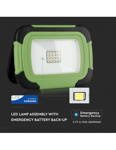 20038-Faro LED Chip Samsung  Ricaricabile con USB Colore Nero e Verde  IP-5