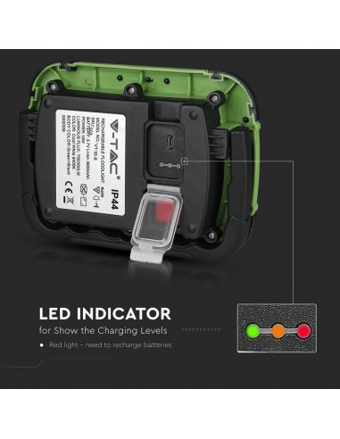 20038-Faro LED Chip Samsung  Ricaricabile con USB Colore Nero e Verde  IP-6