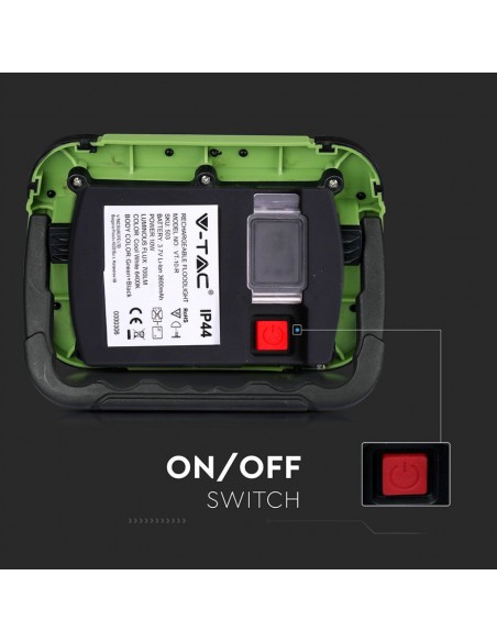 20038-Faro LED Chip Samsung  Ricaricabile con USB Colore Nero e Verde  IP-7