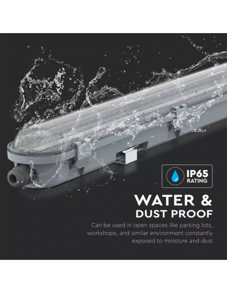 Plafoniera LED Chip Samsung Impermeabile 48W 120LM/W M-Series 150cm Copertura Trasparente 6400K IP65