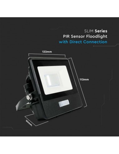 20256-Faro LED Chip Samsung  con Sensore PIR Colore Nero  -3