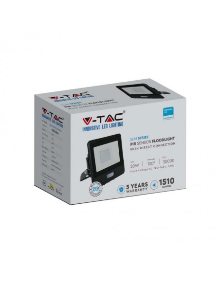 20259-Faro LED Chip Samsung  con Sensore PIR Colore Nero  -2