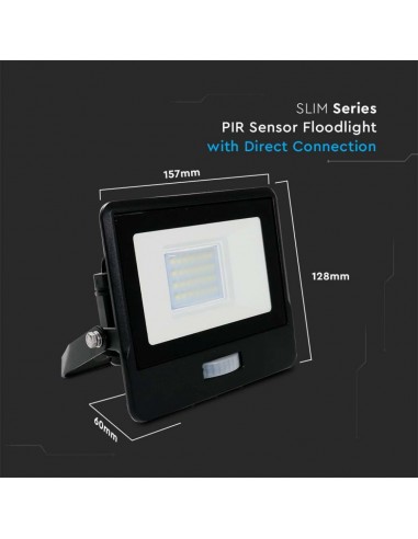 20259-Faro LED Chip Samsung  con Sensore PIR Colore Nero  -3