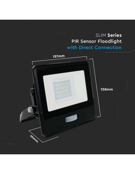 20259-Faro LED Chip Samsung  con Sensore PIR Colore Nero  -3