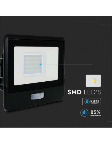 20259-Faro LED Chip Samsung  con Sensore PIR Colore Nero  -7