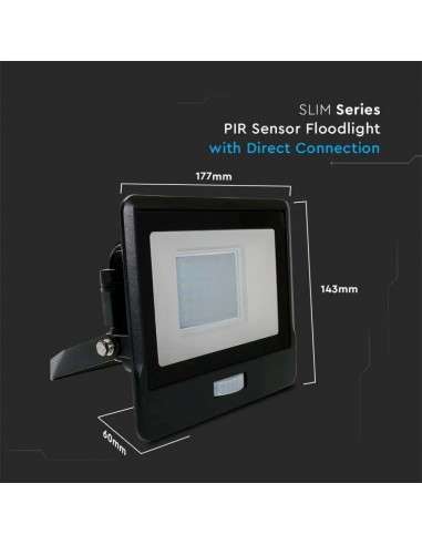 20262-Faro LED Chip Samsung  con Sensore PIR Colore Nero  -3