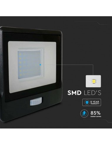 20262-Faro LED Chip Samsung  con Sensore PIR Colore Nero  -7