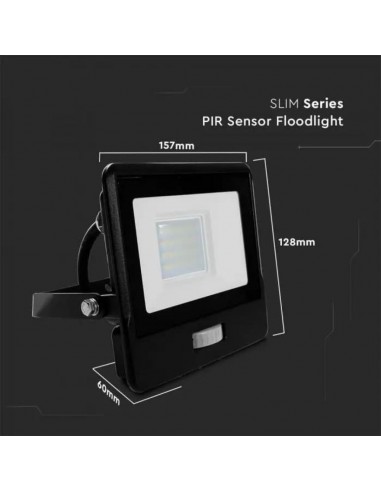 20284-Faro LED Chip Samsung  con Sensore PIR Cavo m Colore Nero  -3