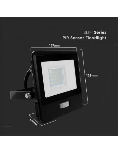 20284-Faro LED Chip Samsung  con Sensore PIR Cavo m Colore Nero  -3