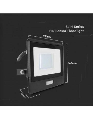 20288-Faro LED Chip Samsung  con Sensore PIR Cavo m Colore Nero  -3