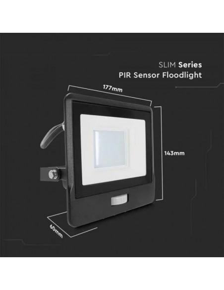 20288-Faro LED Chip Samsung  con Sensore PIR Cavo m Colore Nero  -3