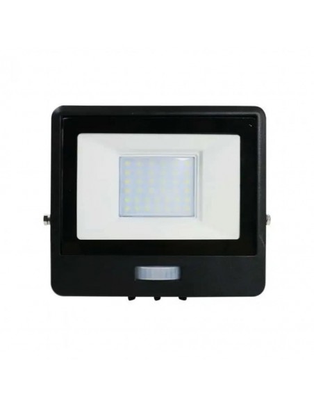 Faro LED Chip Samsung 30W con Sensore PIR Cavo 1m Nero 6500K IP65