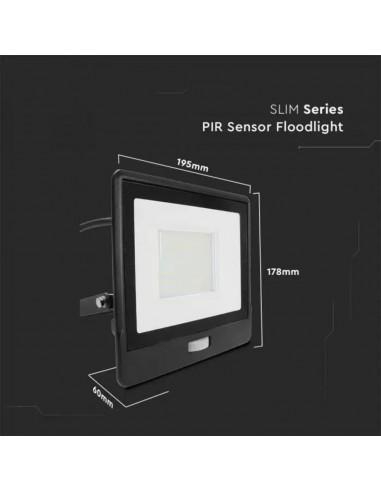 20291-Faro LED Chip Samsung  con Sensore PIR Cavo m Colore Nero  -3