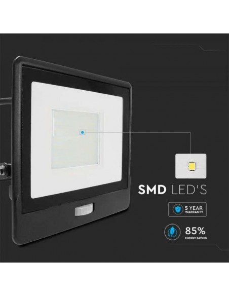 20291-Faro LED Chip Samsung  con Sensore PIR Cavo m Colore Nero  -7