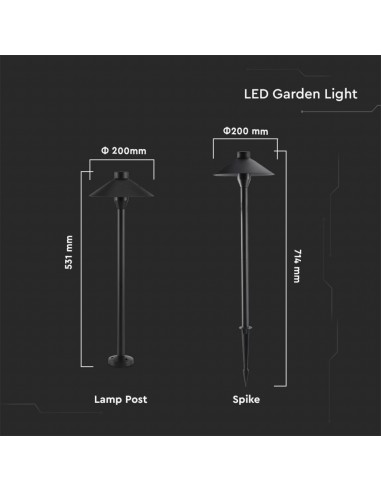 20316-Piantana LED da Giardino  Chip Samsung con Picchetto Colore Nero  -3