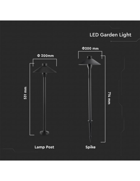 20316-Piantana LED da Giardino  Chip Samsung con Picchetto Colore Nero  -3