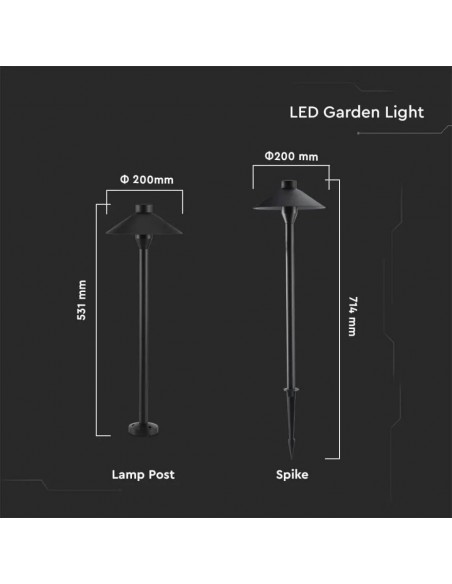 20317-Piantana LED da Giardino  Chip Samsung con Picchetto Colore Nero  -3
