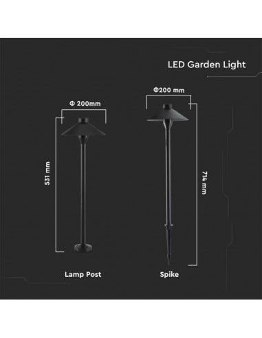 20318-Piantana LED da Giardino  Chip Samsung con Picchetto Colore Nero  -3