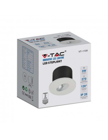 211207-Faretto LED Segnapasso Rotondo Montaggio a Incasso  Colore Bianco  IP-2