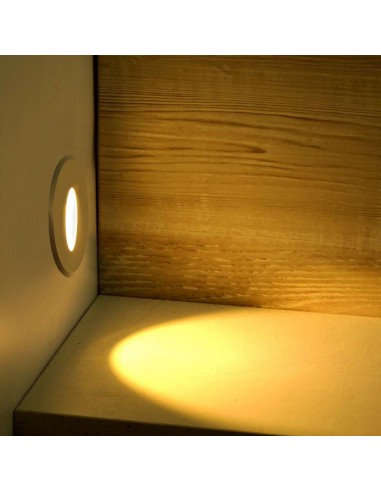 211207-Faretto LED Segnapasso Rotondo Montaggio a Incasso  Colore Bianco  IP-4