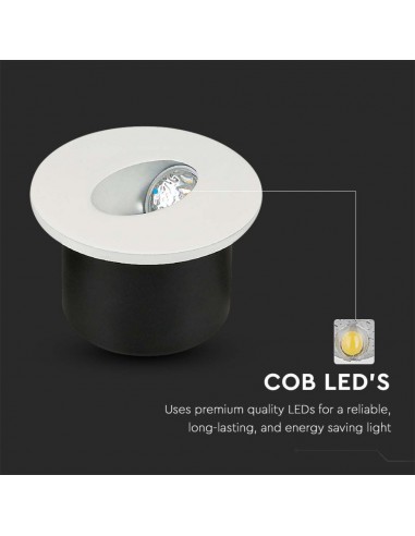 211207-Faretto LED Segnapasso Rotondo Montaggio a Incasso  Colore Bianco  IP-7