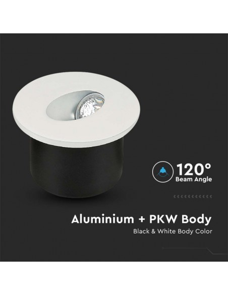 Faretto LED Segnapasso Rotondo Montaggio a Incasso 3W Bianco 3000K IP20