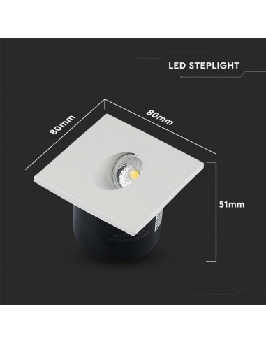 211209-Faretto LED Segnapasso Quadrato Montaggio a Incasso  Colore Bianco  IP-3