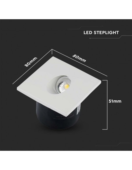 211209-Faretto LED Segnapasso Quadrato Montaggio a Incasso  Colore Bianco  IP-3