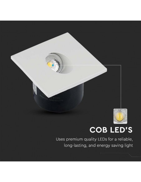 211209-Faretto LED Segnapasso Quadrato Montaggio a Incasso  Colore Bianco  IP-7