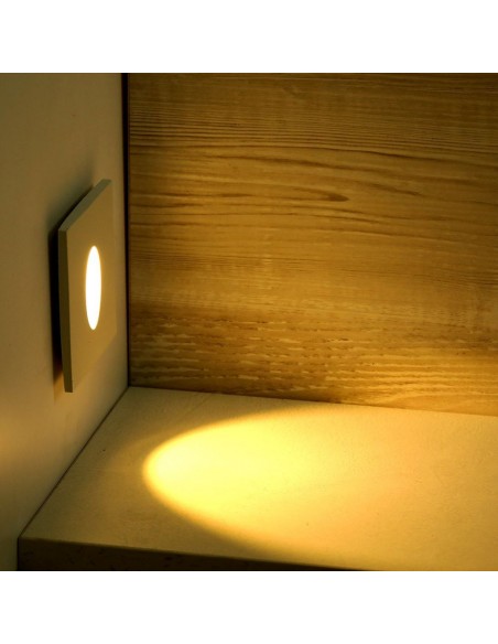 211210-Faretto LED Segnapasso Quadrato Montaggio a Incasso  Colore Bianco  IP-4