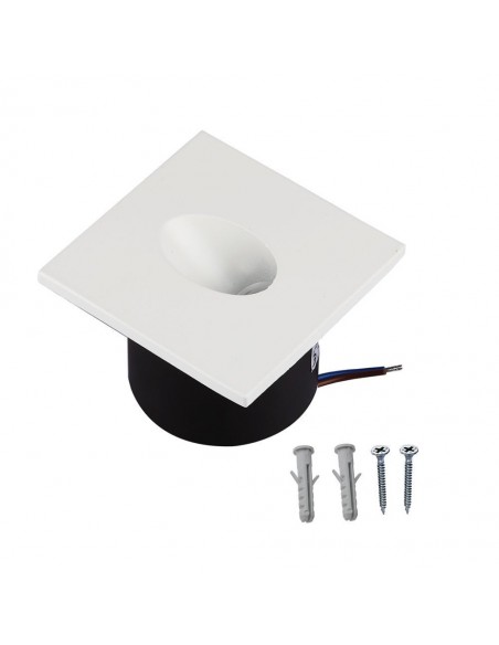 Faretto LED Segnapasso Quadrato Montaggio a Incasso 3W Bianco 4000K IP20