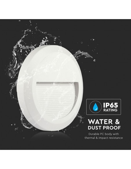 Faretto LED Segnapasso Rotondo Montaggio a Plafone 2W Bianco 4000K IP65