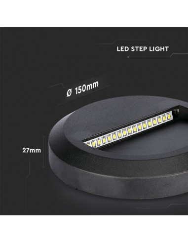 211316-Faretto LED Segnapasso Rotondo Montaggio a Plafone  Colore Nero  -3