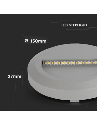 211319-Faretto LED Segnapasso Rotondo Montaggio a Plafone  Colore Grigio  -3