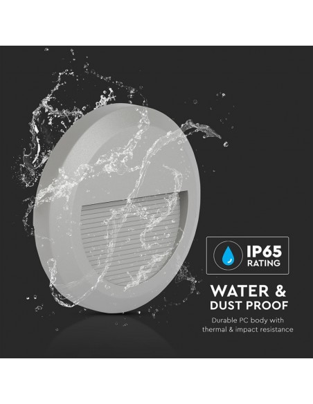 Faretto LED Segnapasso Rotondo Montaggio a Plafone 2W Grigio 3000K IP65