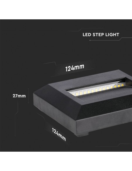 211323-Faretto LED Segnapasso Quadrato Montaggio a Plafone  Colore Nero  -3