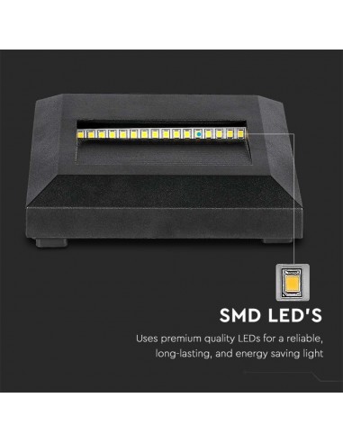 211323-Faretto LED Segnapasso Quadrato Montaggio a Plafone  Colore Nero  -7